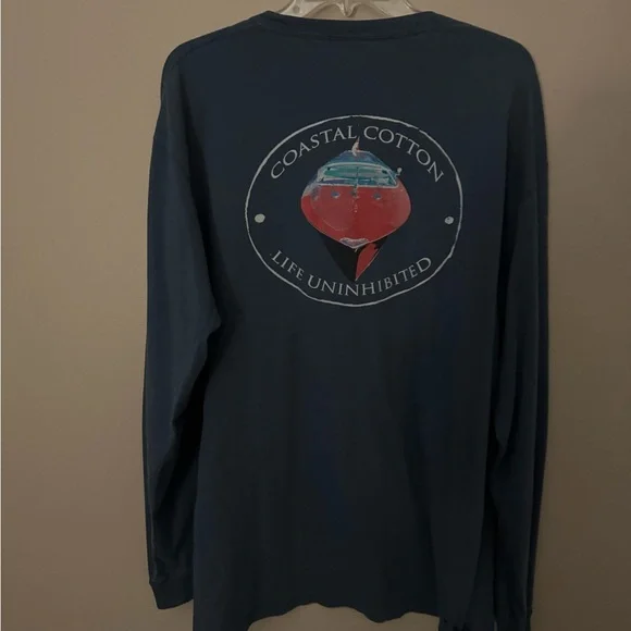 Coastal Cotton Men's Long Sleeve Tee - Midnight Blue - Picture 3 of 3